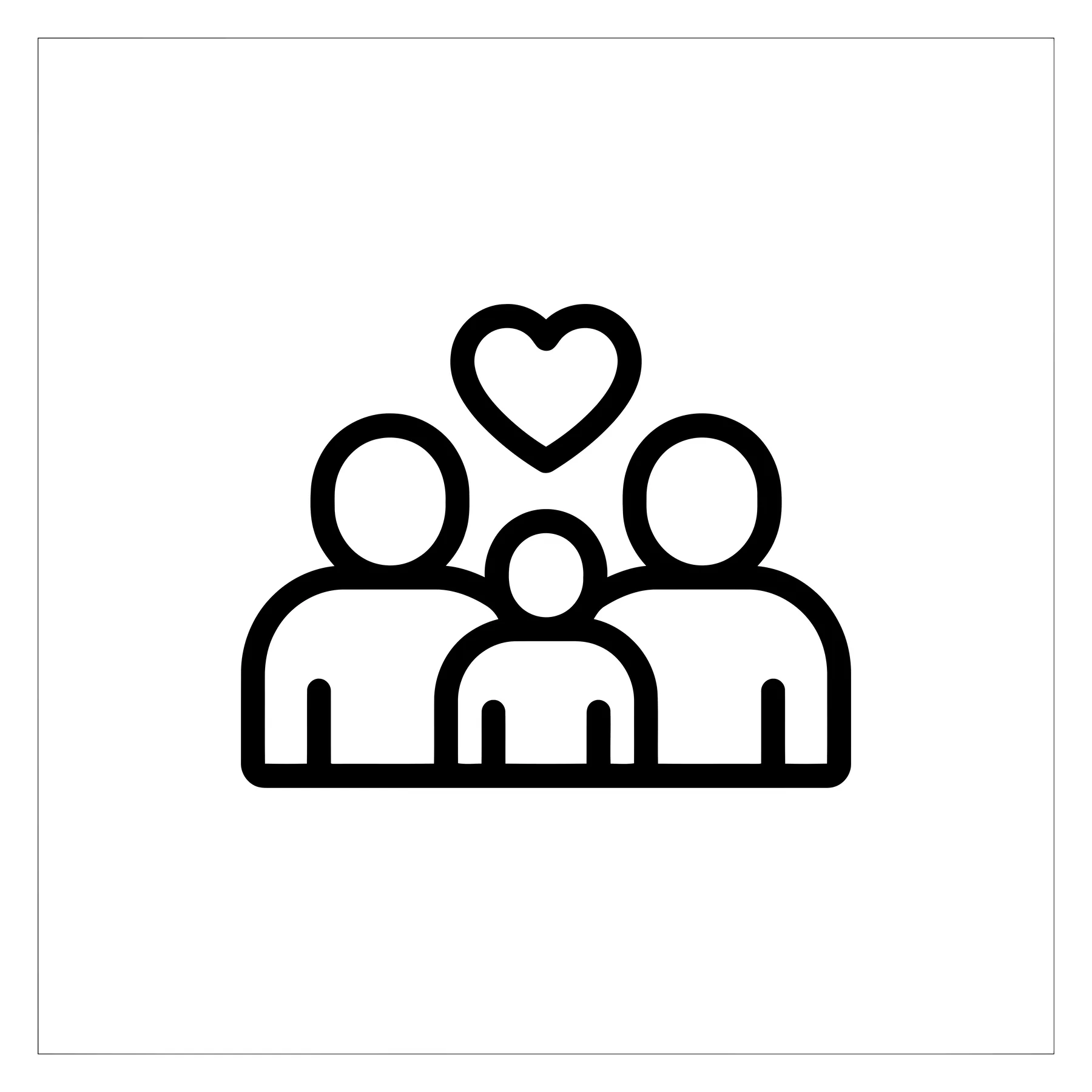 Family Icon with Heart Symbol in Minimalist Style