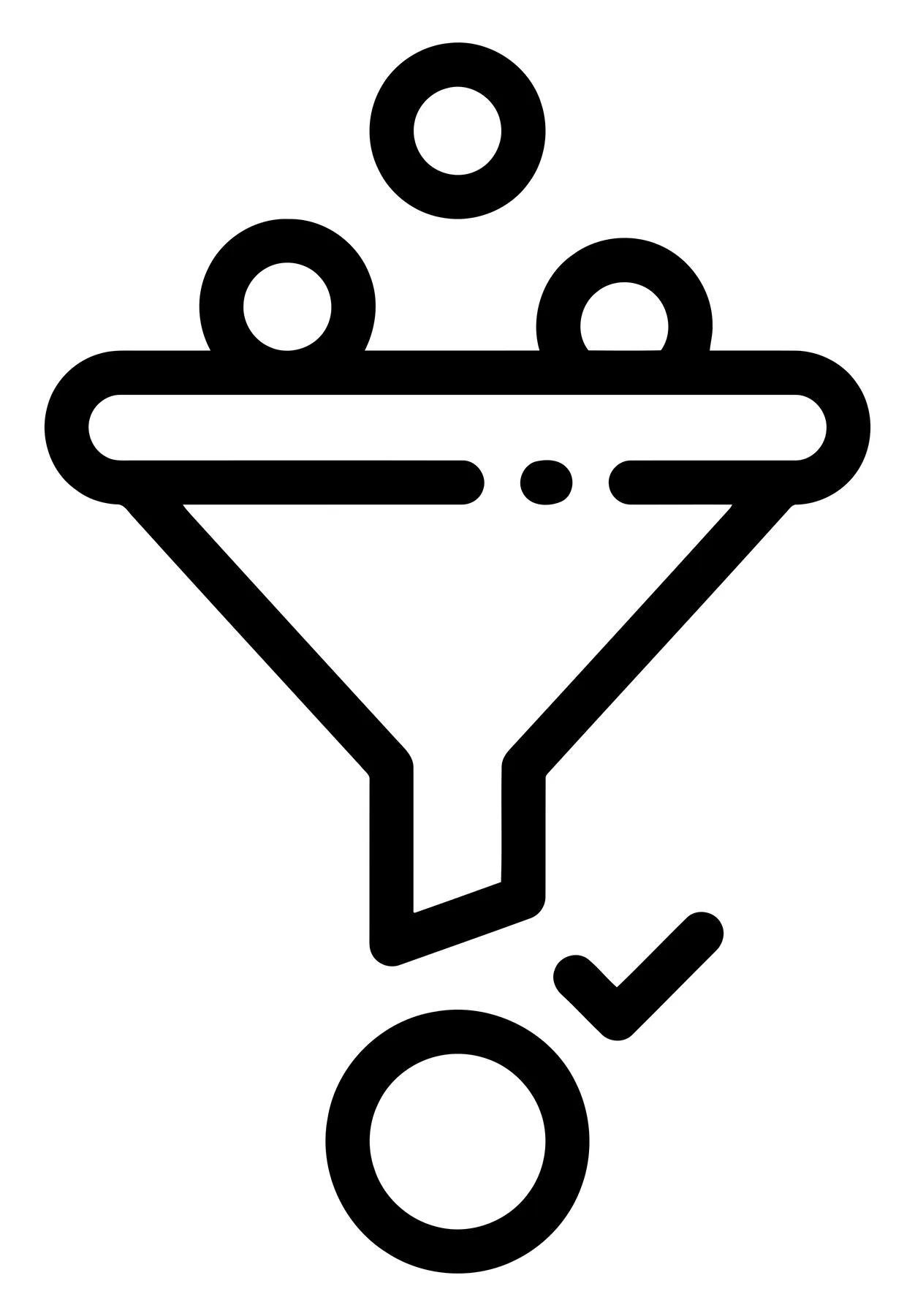 Black Filter Icon with Checkmark for Data Selection