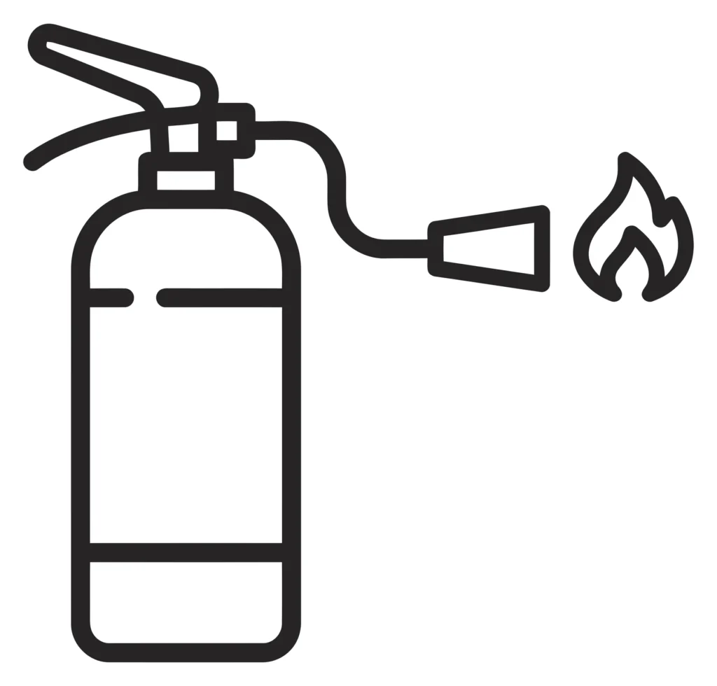 fire extinguisher icon with a flame symbol
