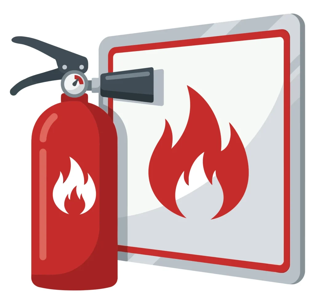 fire extinguisher with sign vector illustration design