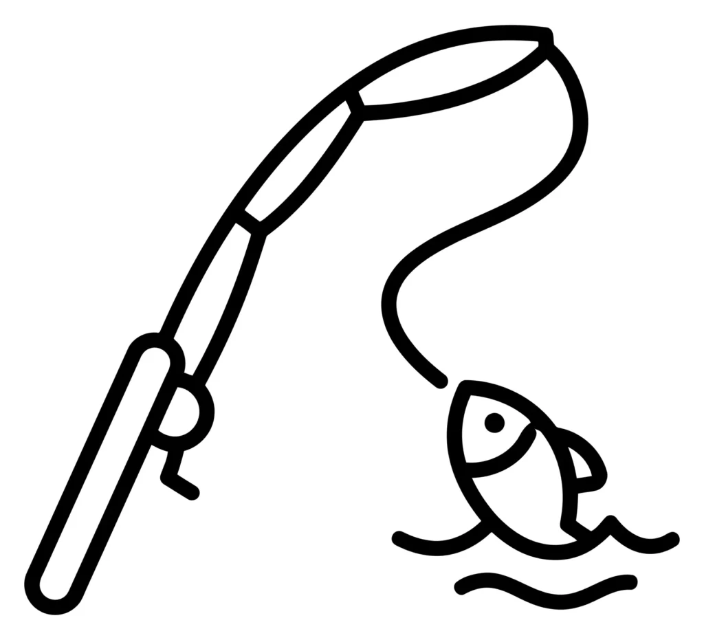 fishing rod with a fish on the hook icon