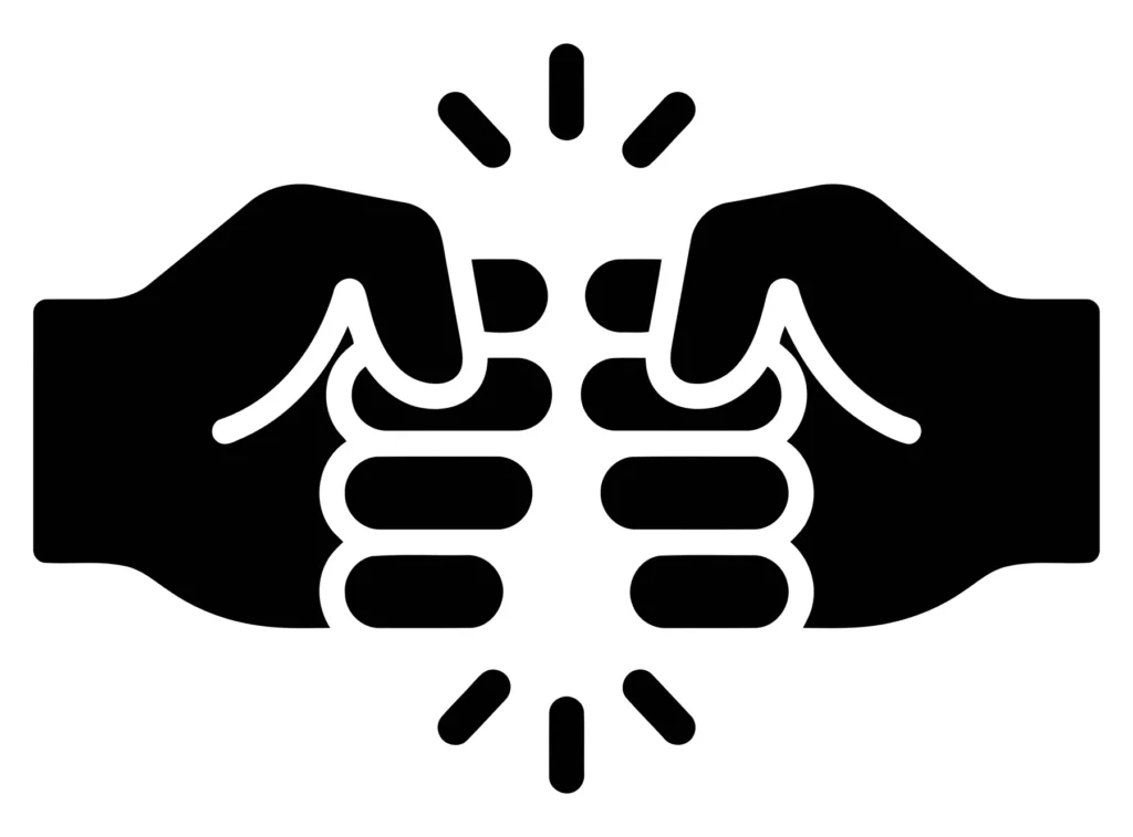 fist bump icon, two hands greeting, teamwork and friendship concept