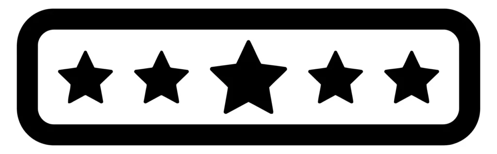 five stars rating icon in a rounded rectangle, simple flat design