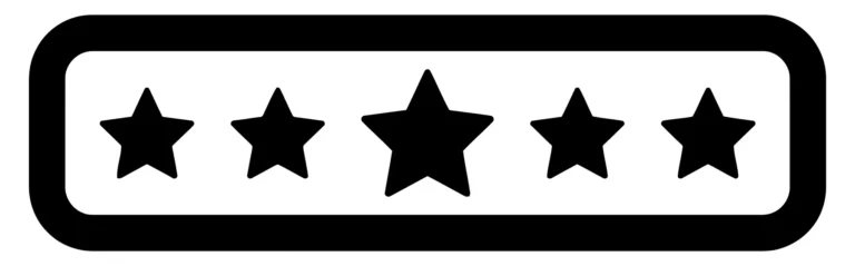 five stars rating icon in a rounded rectangle, simple flat design