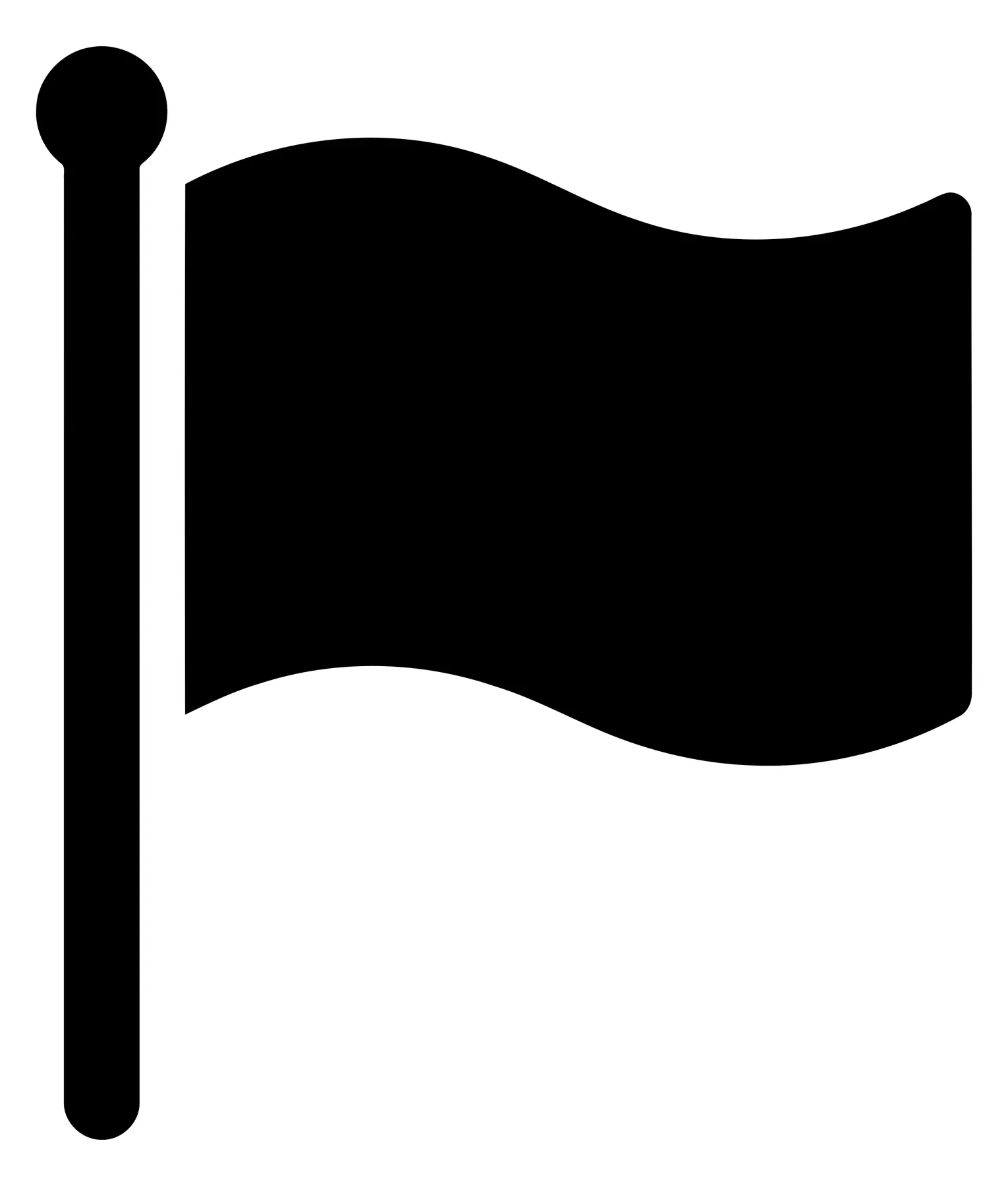 Black Flag Icon on Pole Vector Illustration