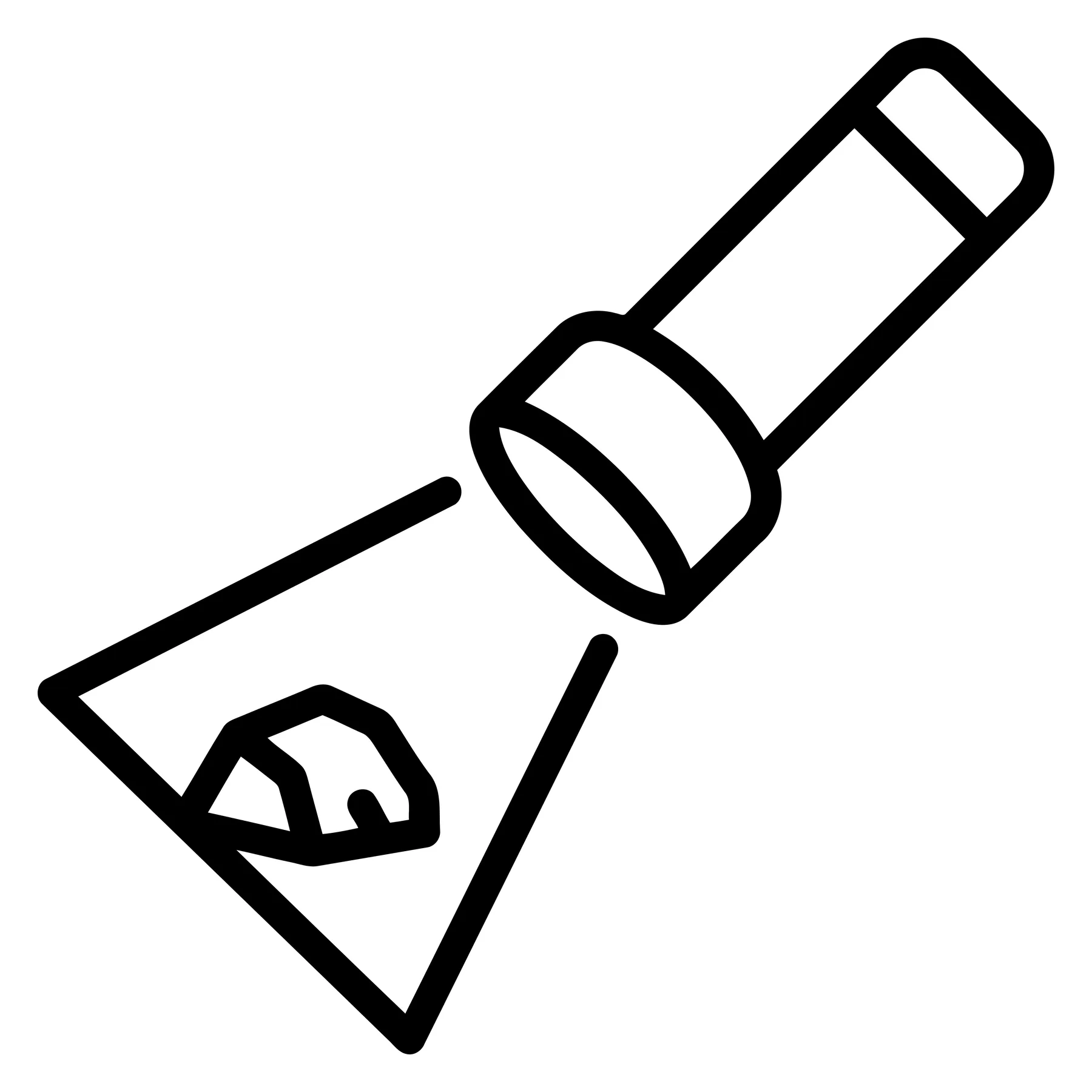 flashlight icon illuminating a small rock or stone object