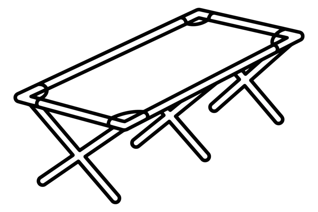 folding camping cot icon