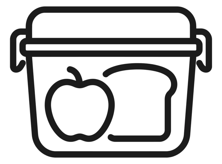 Minimalist Food Storage Container with Apple and Bread Icon