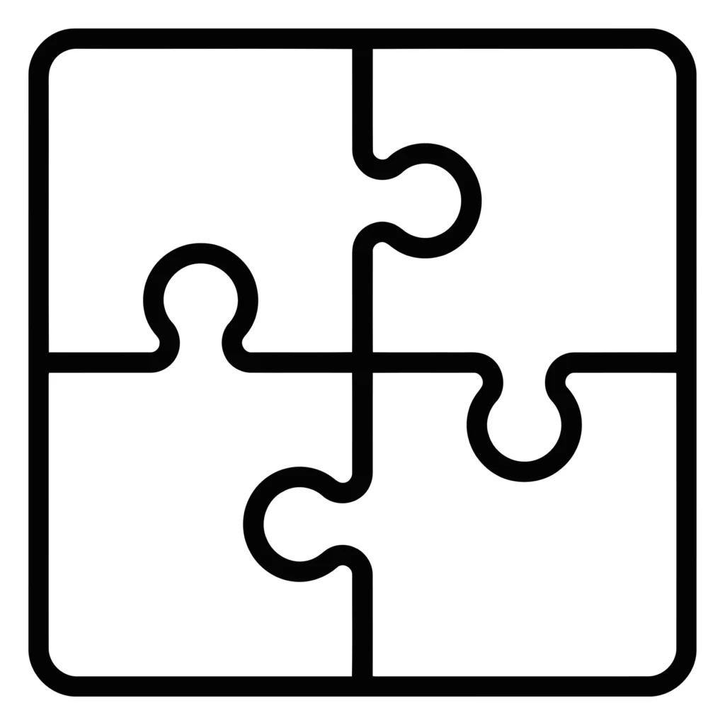 four piece jigsaw puzzle icon