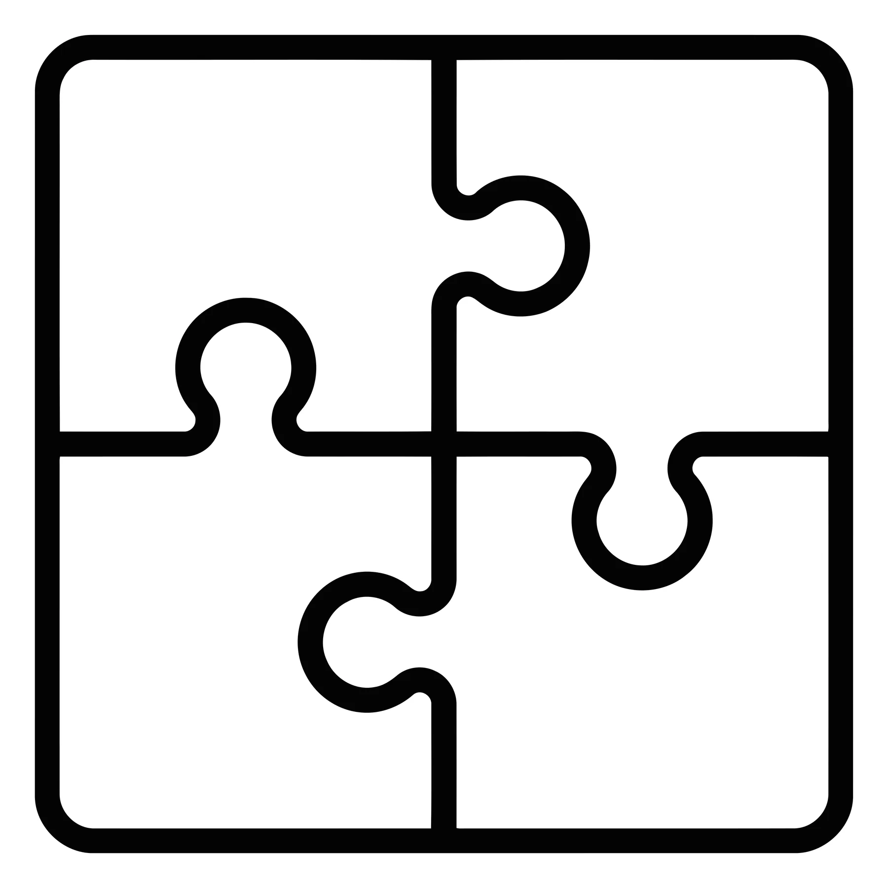 Four Piece Jigsaw Puzzle Icon in Minimalist Style