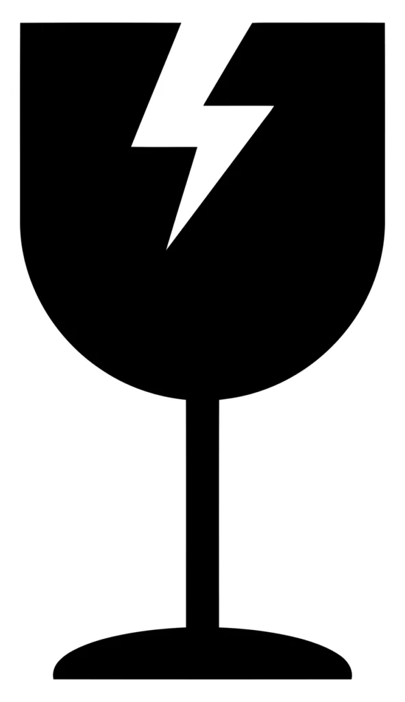 fragile icon symbol, broken glass silhouette