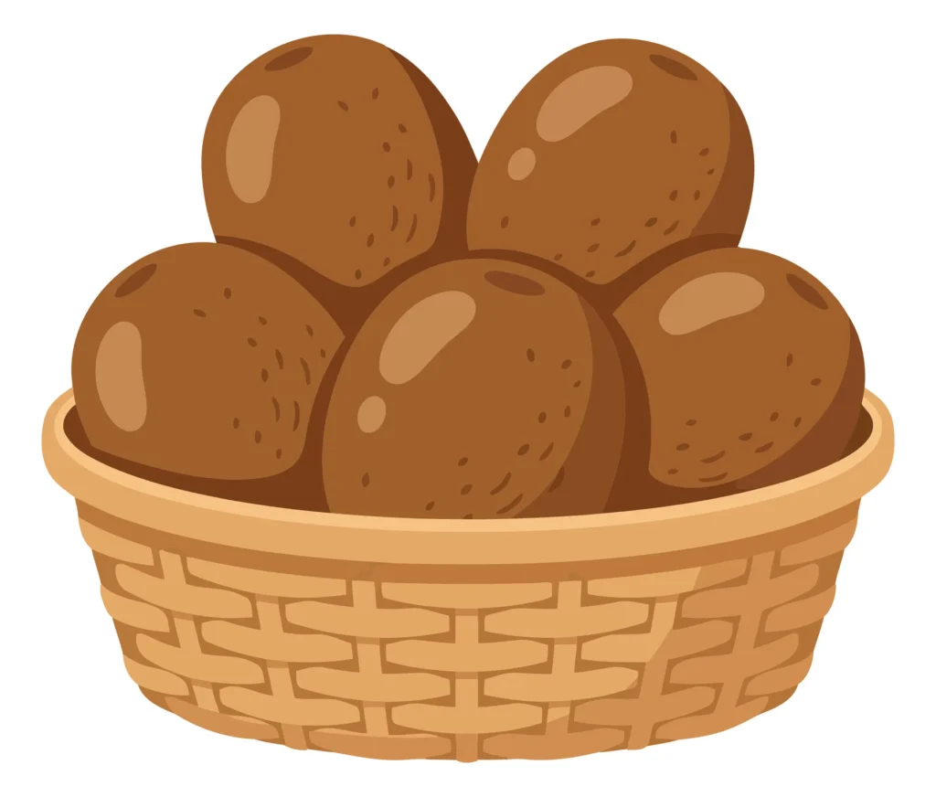 Fresh Brown Coconuts In A Woven Basket Isolated On White Background fresh brown coconuts in a woven basket isolated on white background