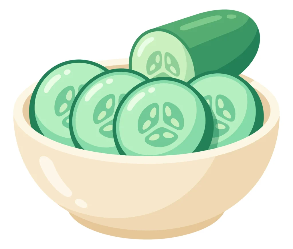 fresh cucumber slices in a bowl isolated on white background