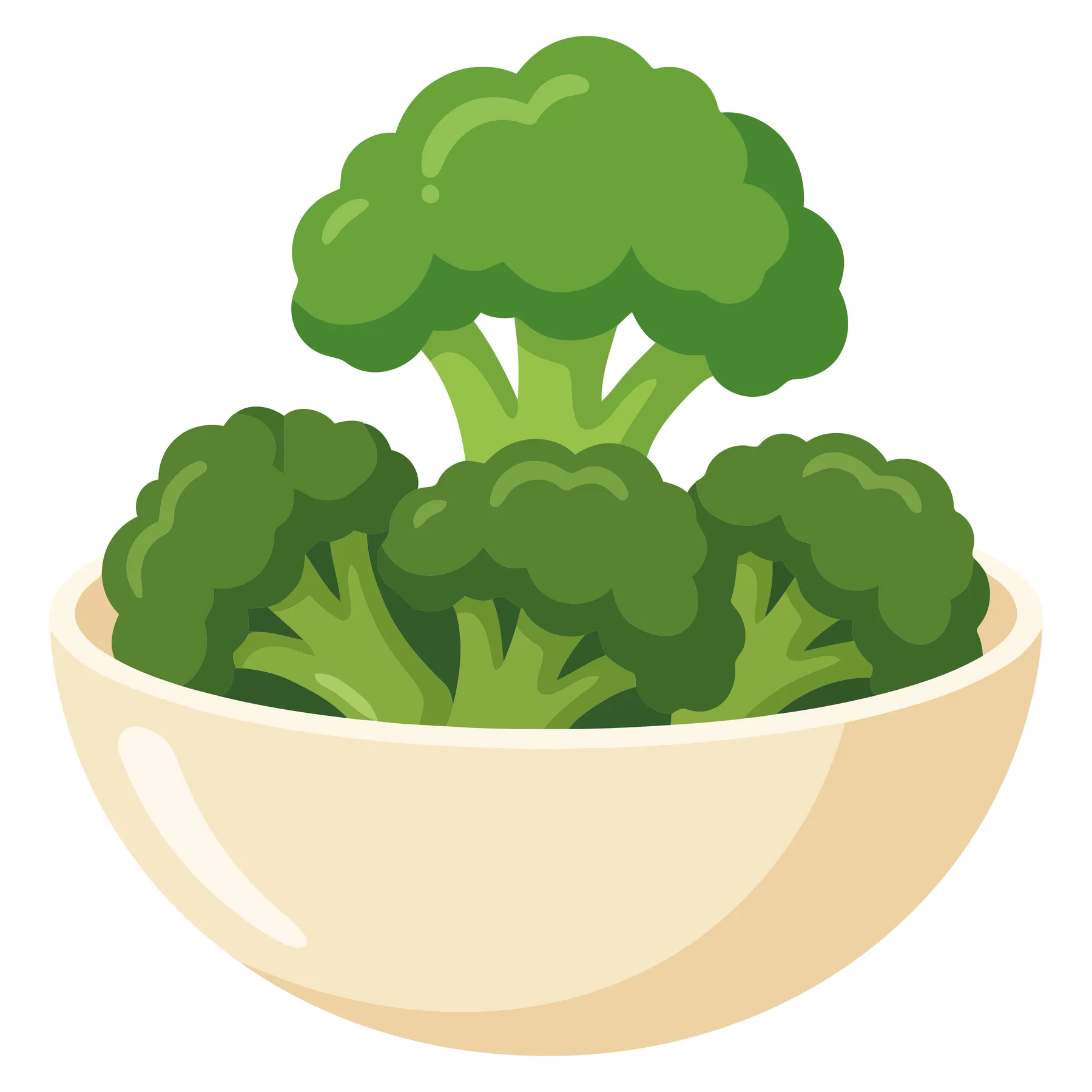 fresh green broccoli florets served in a simple ceramic bowl, healthy vegetable illustration, vibrant plantbased food concept, flat vector g