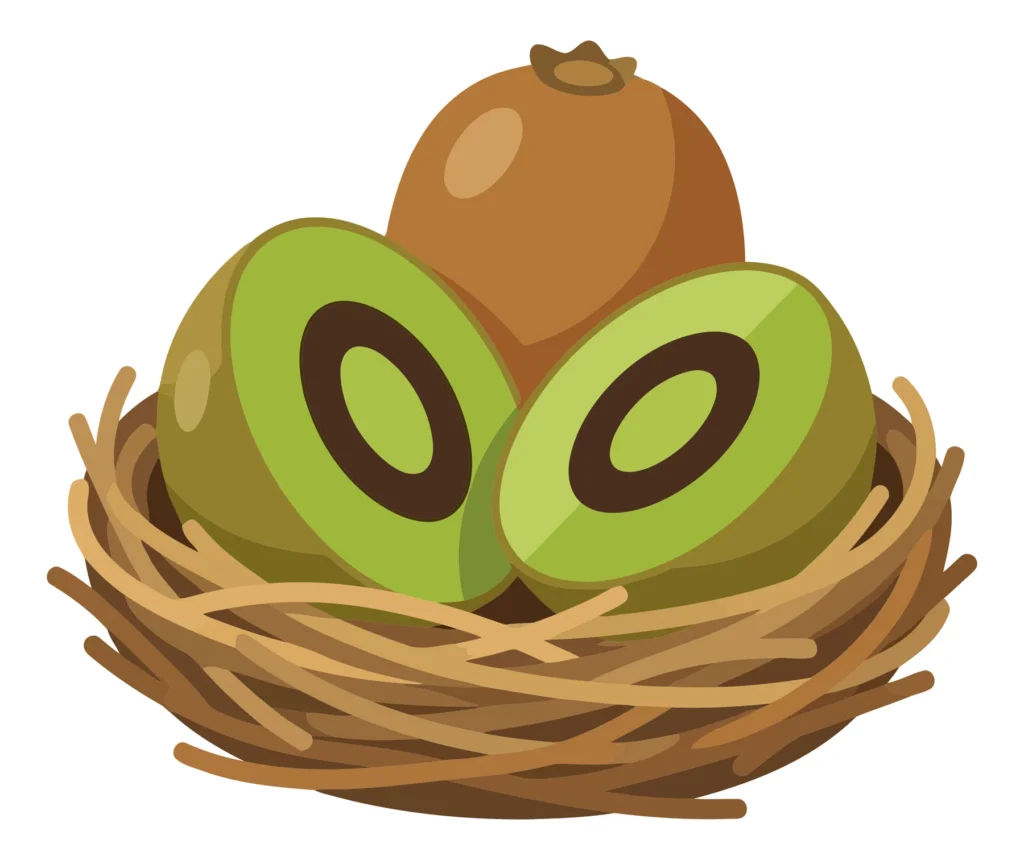 fresh kiwi fruit in a bird nest