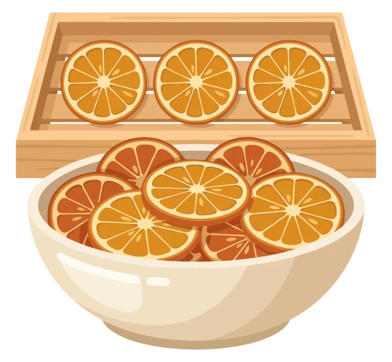 fresh orange slices arranged in a wooden crate and a ceramic bowl, vibrant citrus fruit pieces for healthy snacks or culinary decoration, fl
