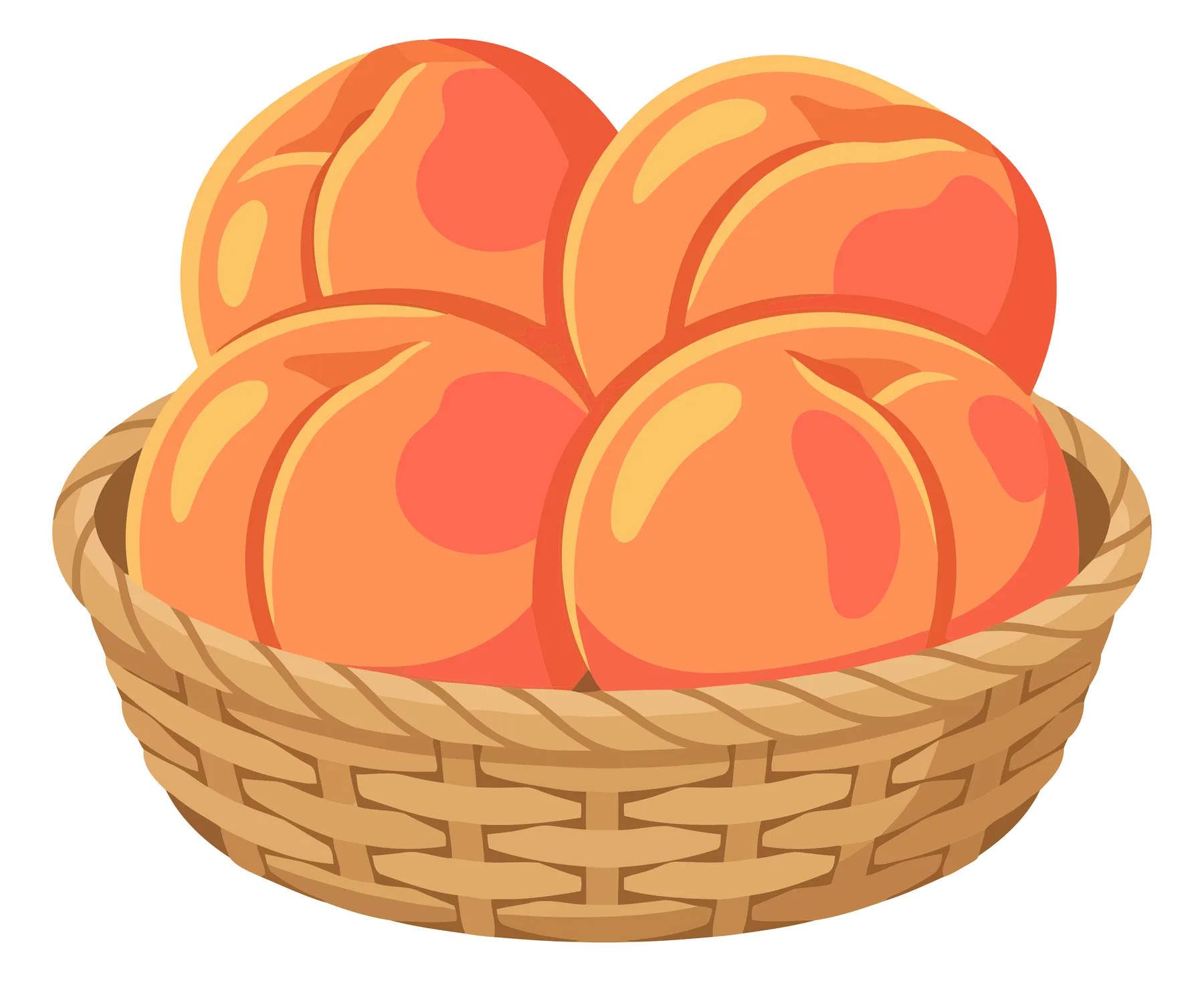 fresh peaches in wicker basket vector illustration