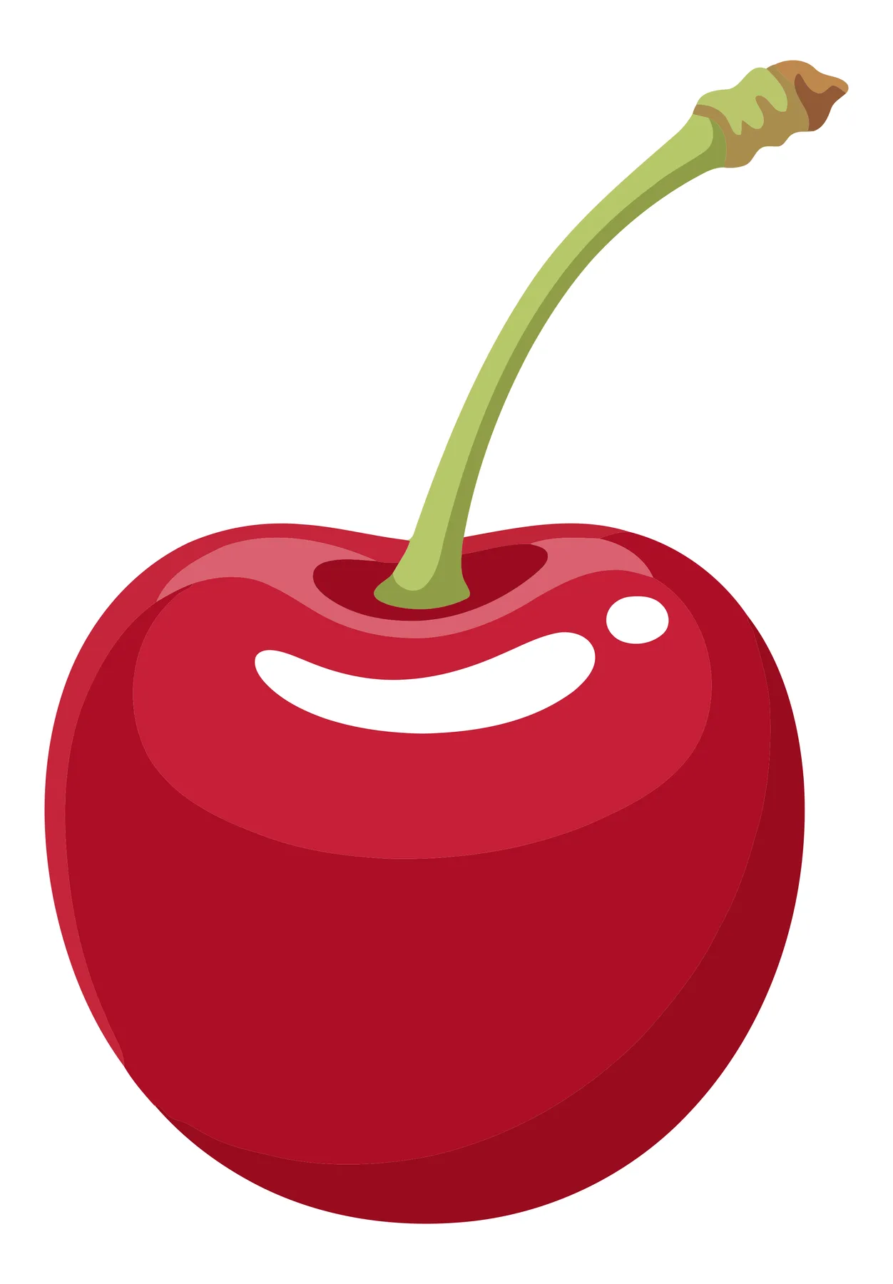 Fresh Red Cherry with Green Stem Illustration