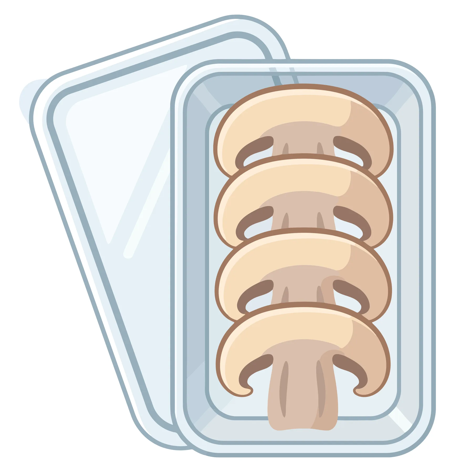 fresh sliced mushrooms in a transparent plastic container with a lid vector illustration