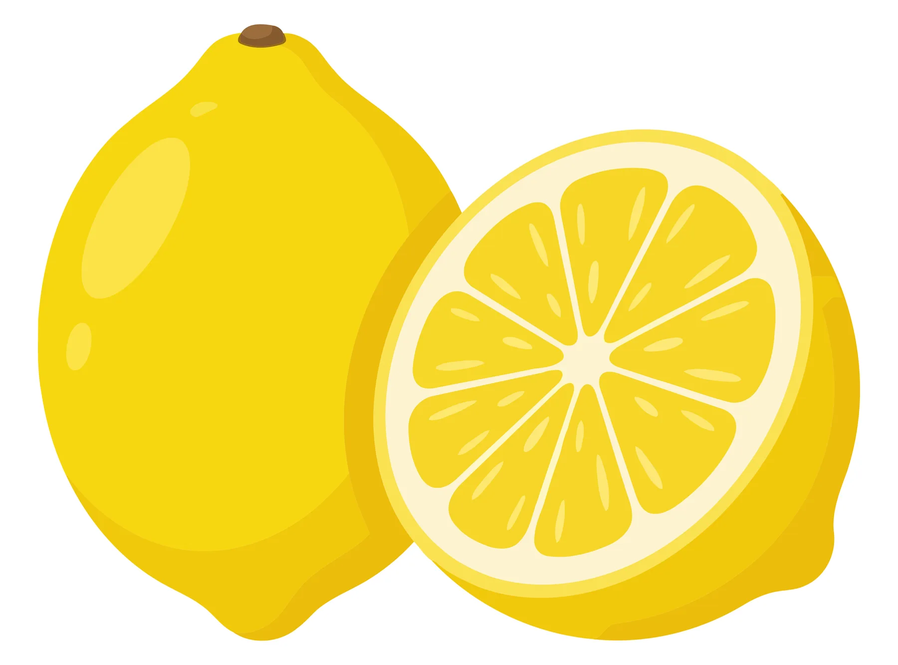 fresh whole lemon and a sliced half lemon isolated on white background