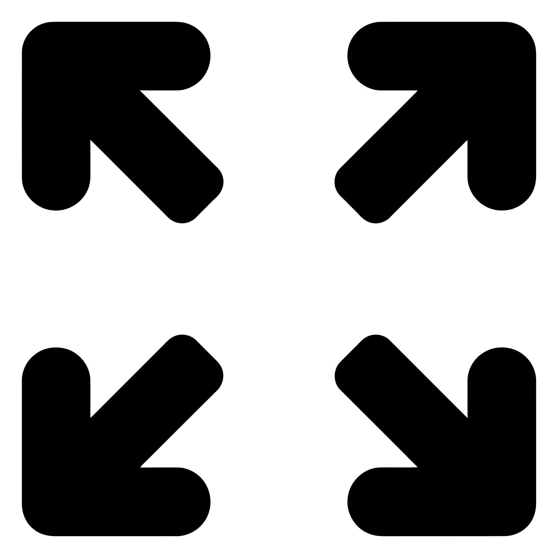 Four Black Arrow Icons in Square Layout