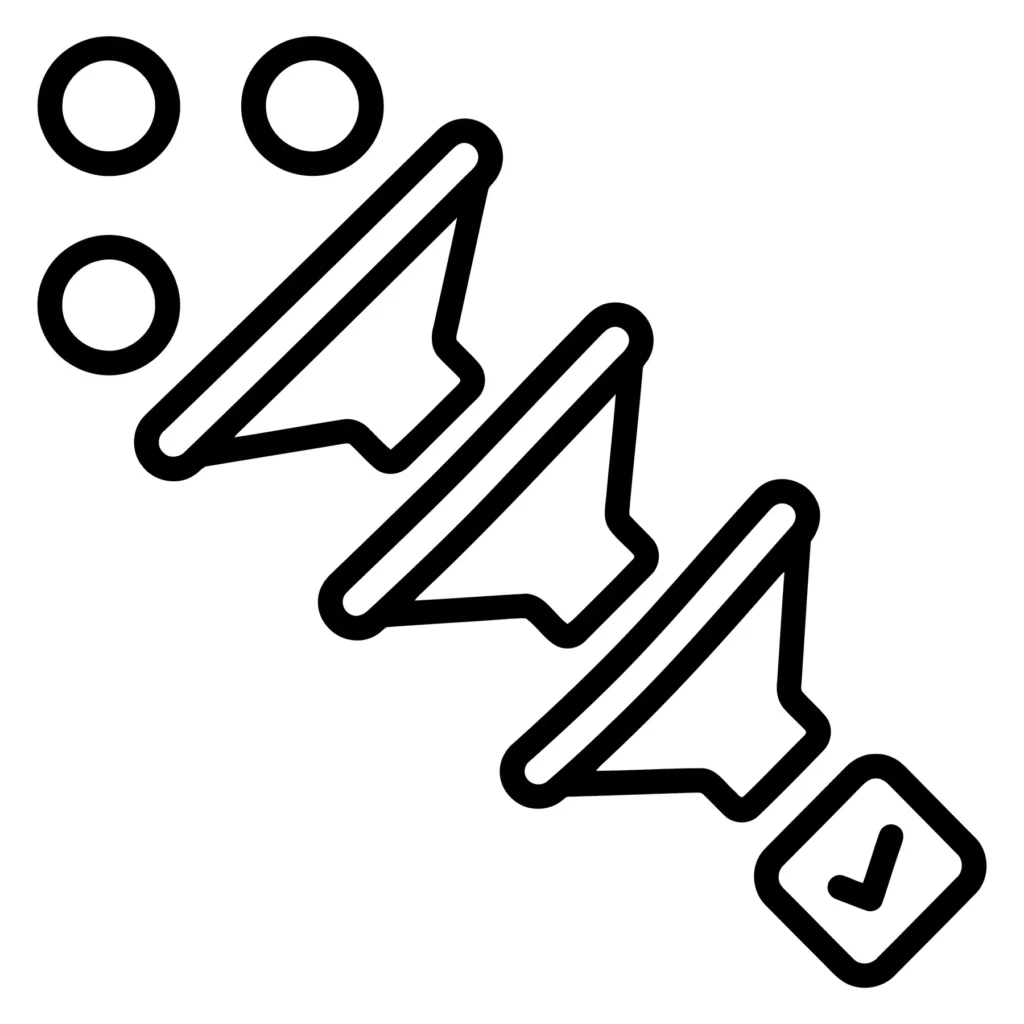 funnel conversion icon with check mark for data processing