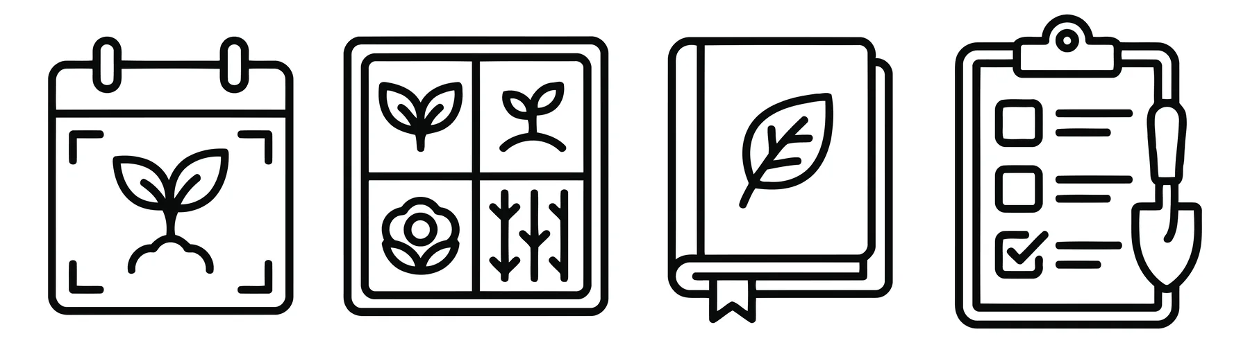 Gardening Planning and Calendar Icons Set