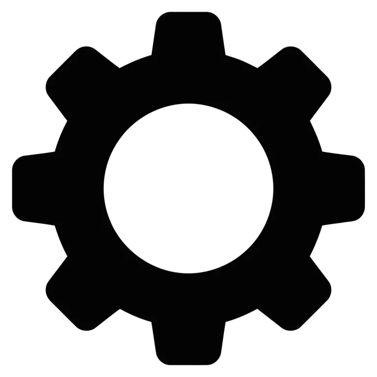 Black Gear Icon for Settings and Configuration
