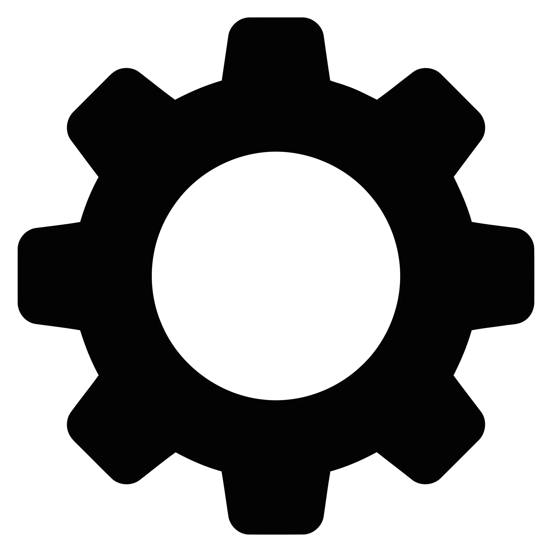 Black Gear Icon for Settings and Configuration