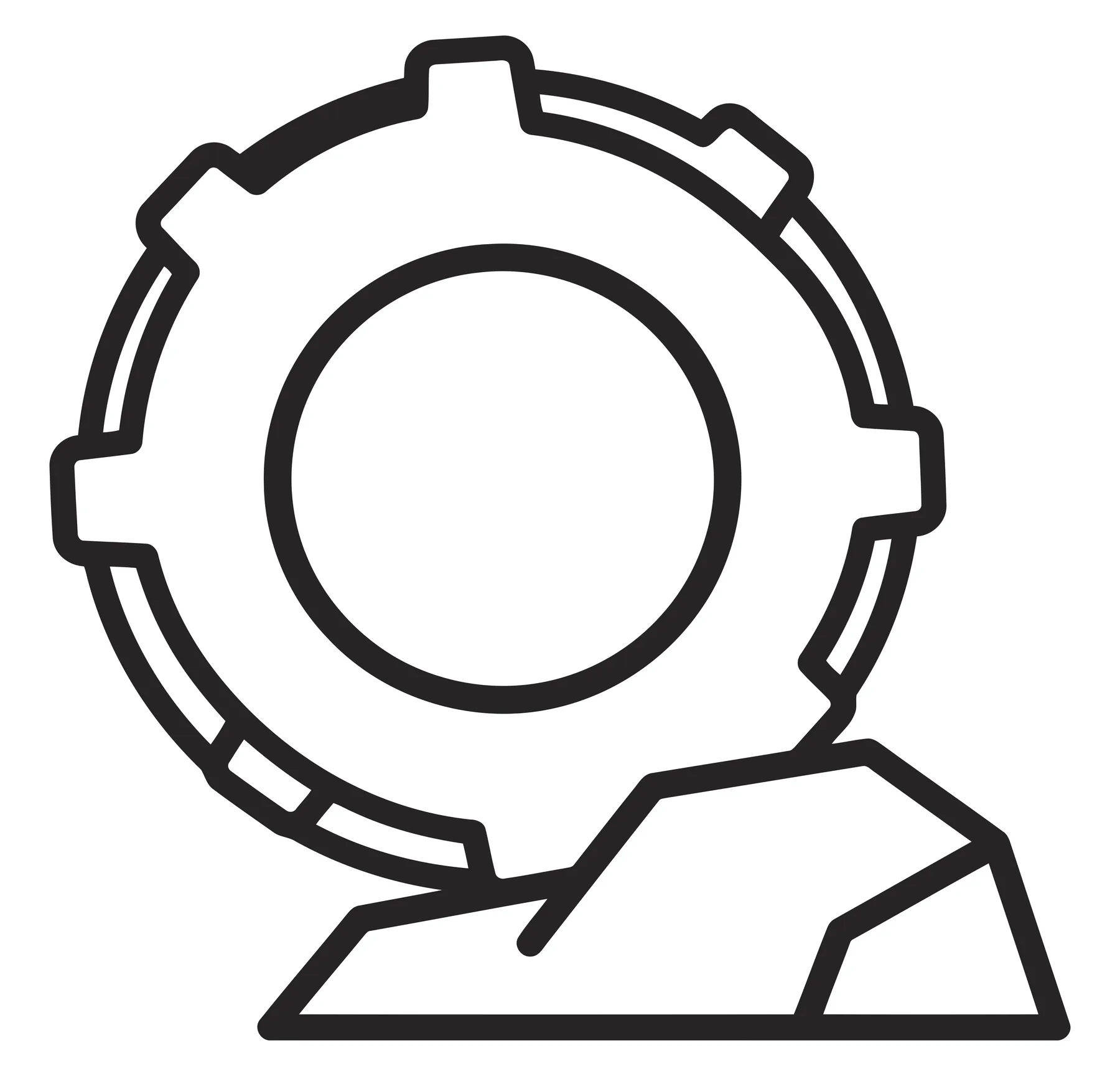 Offroad Tire Gear Icon on Rock Vector