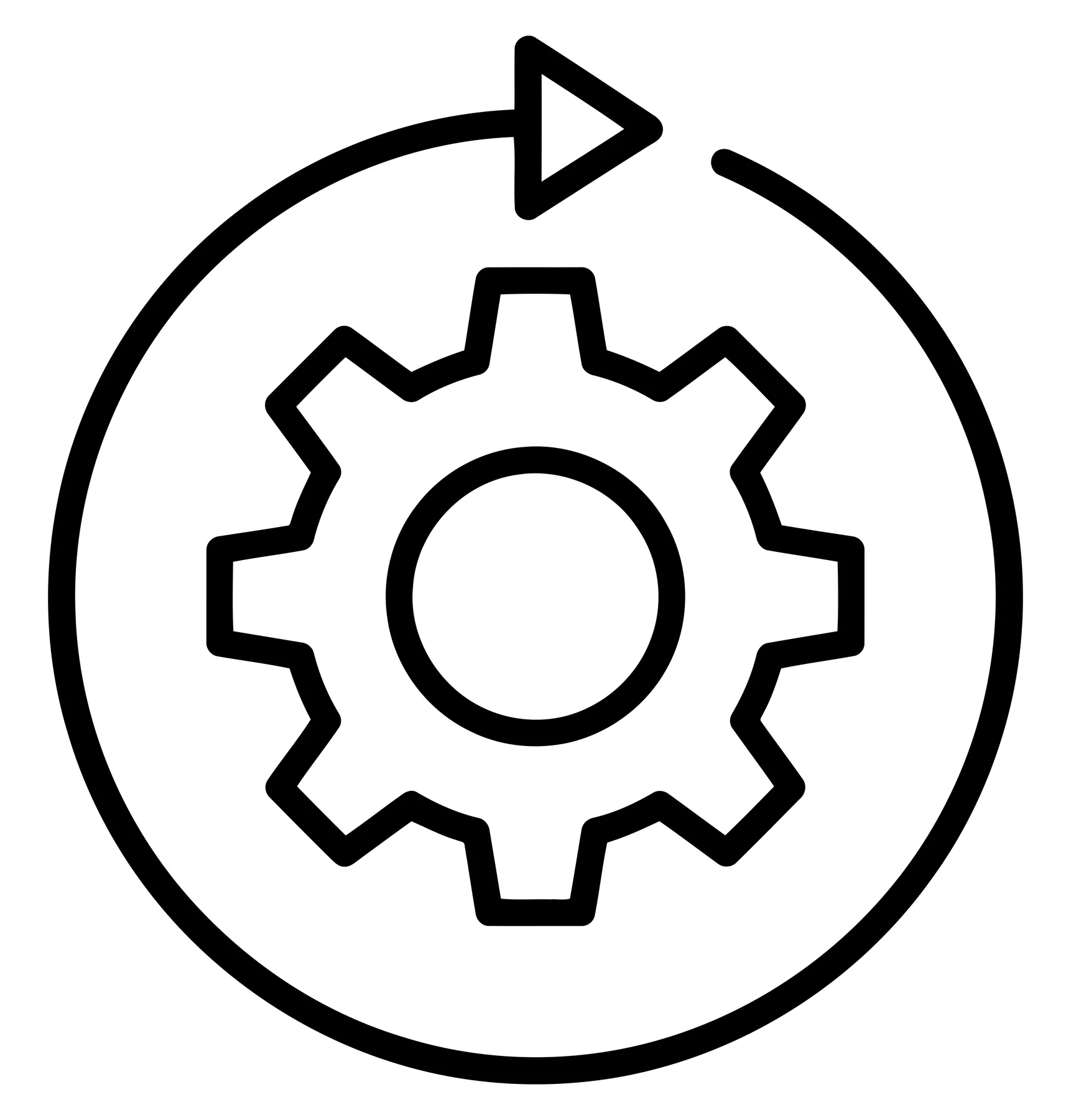 Circular Gear Icon with Rotating Arrow