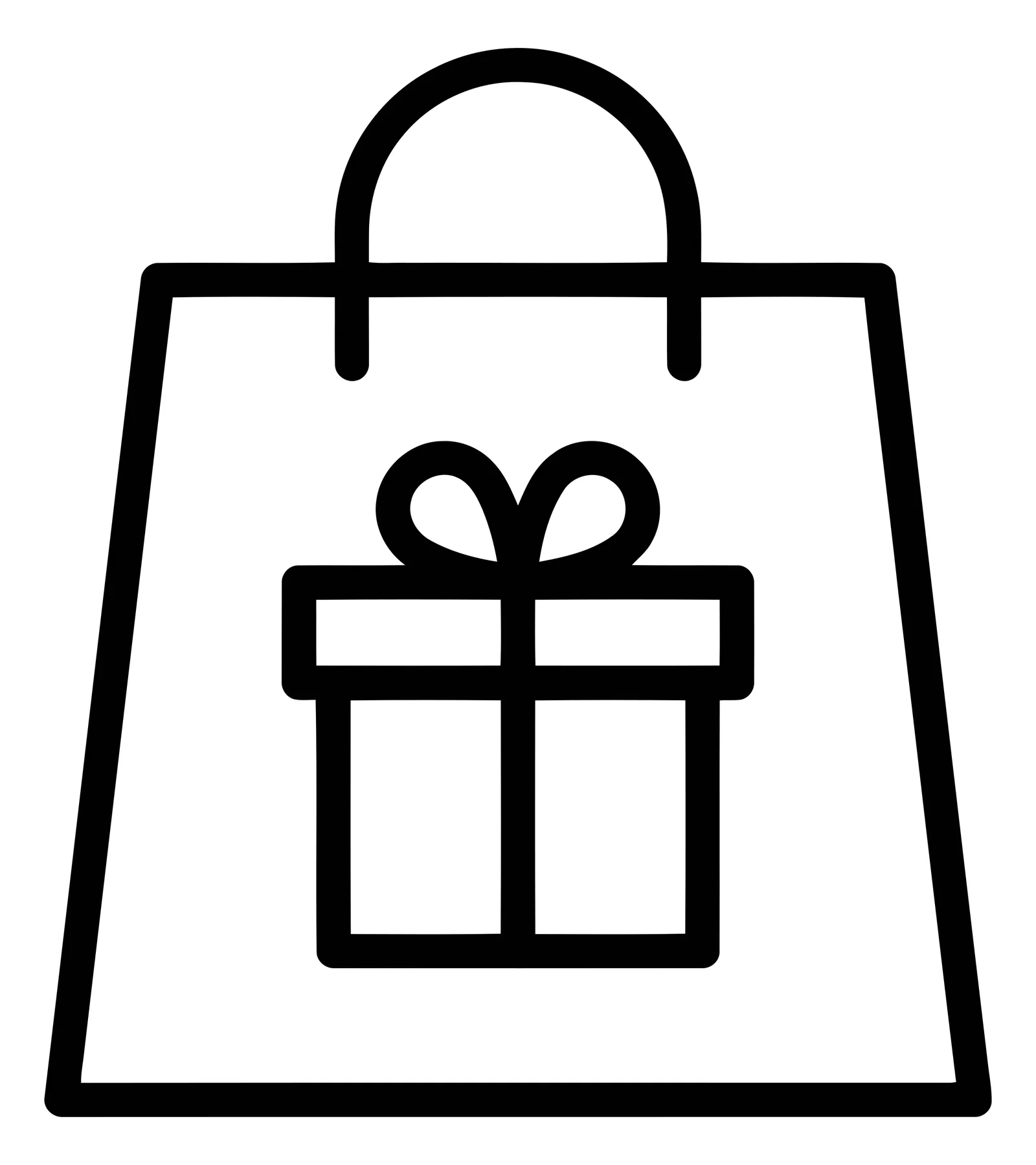 Black Gift Bag with Present Icon Vector
