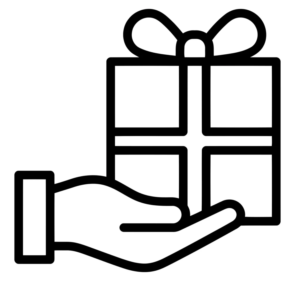 gift box icon held in a hand