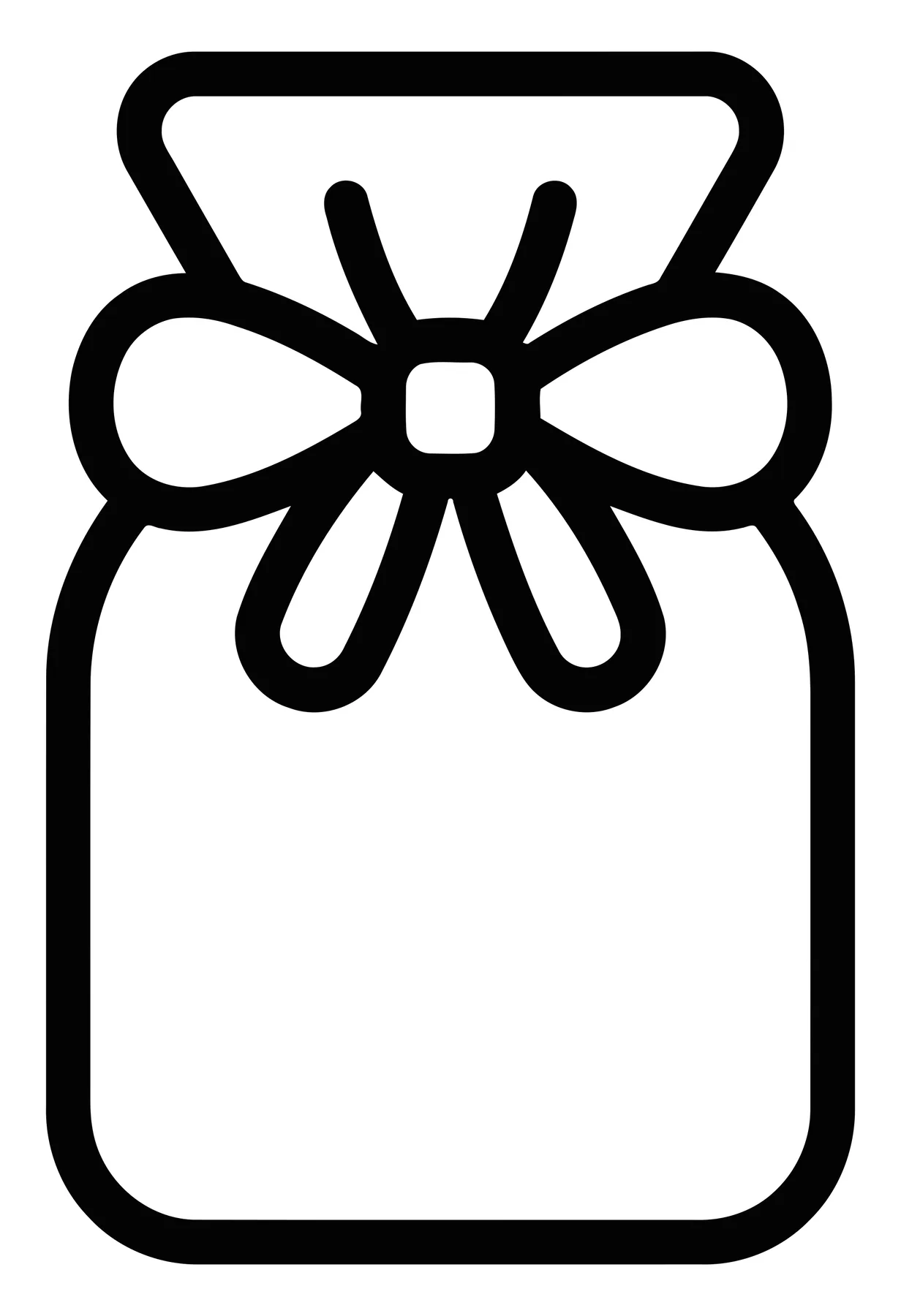 Black and white gift pouch outline icon with bow