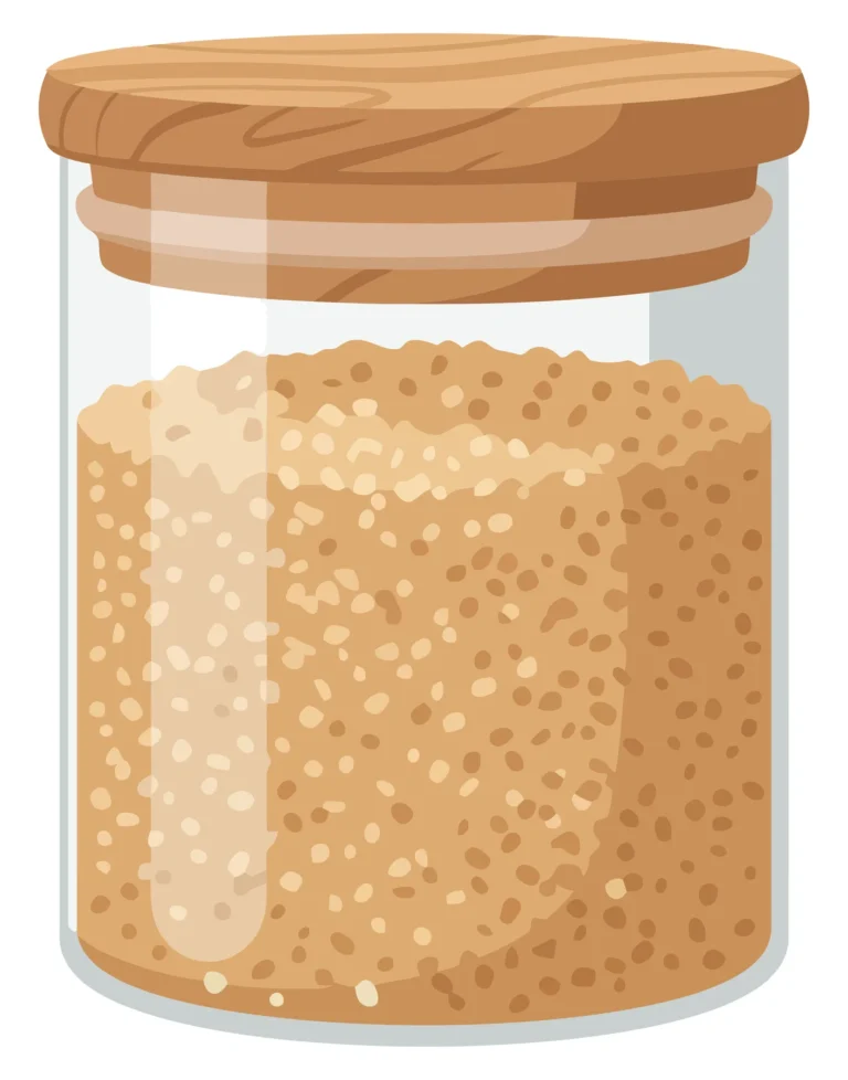 glass jar with brown sugar or spice grains