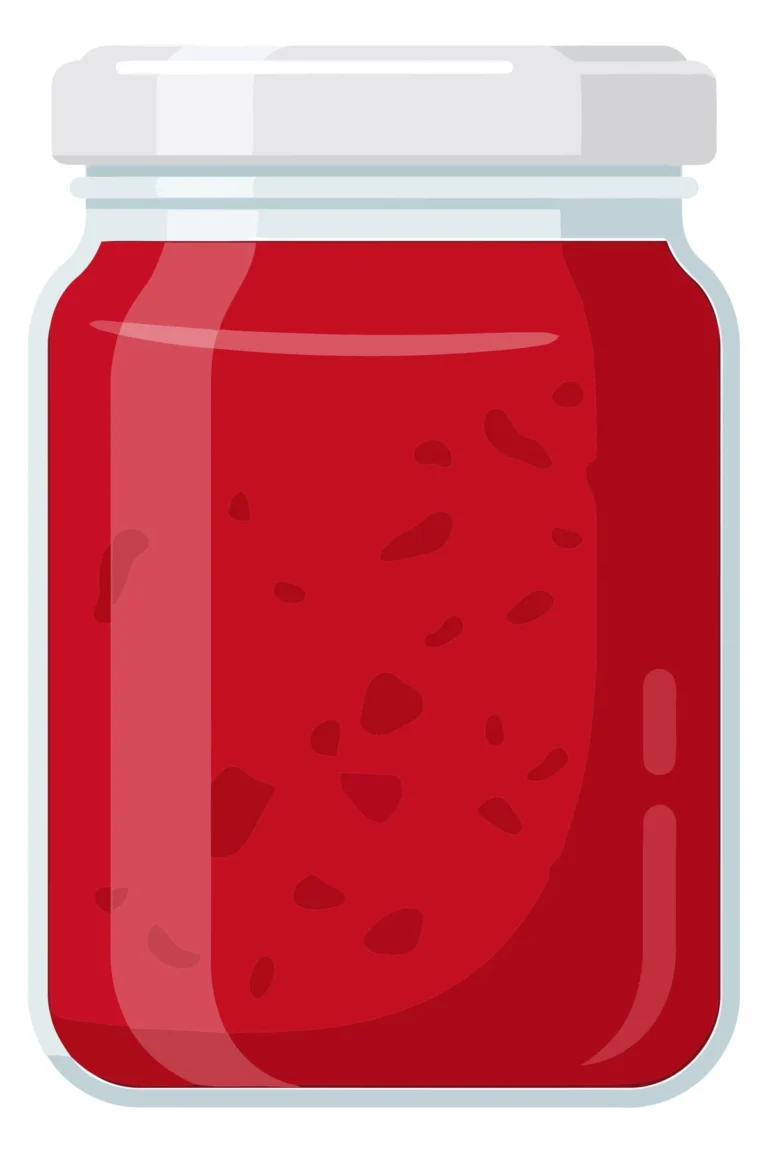 glass jar with red jam or marmalade