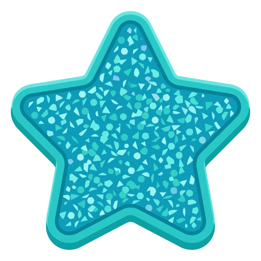 glittering blue star shape