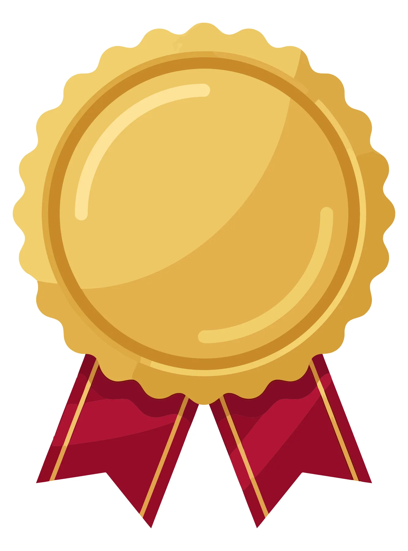 Golden Medal with Red Ribbon Vector Illustration