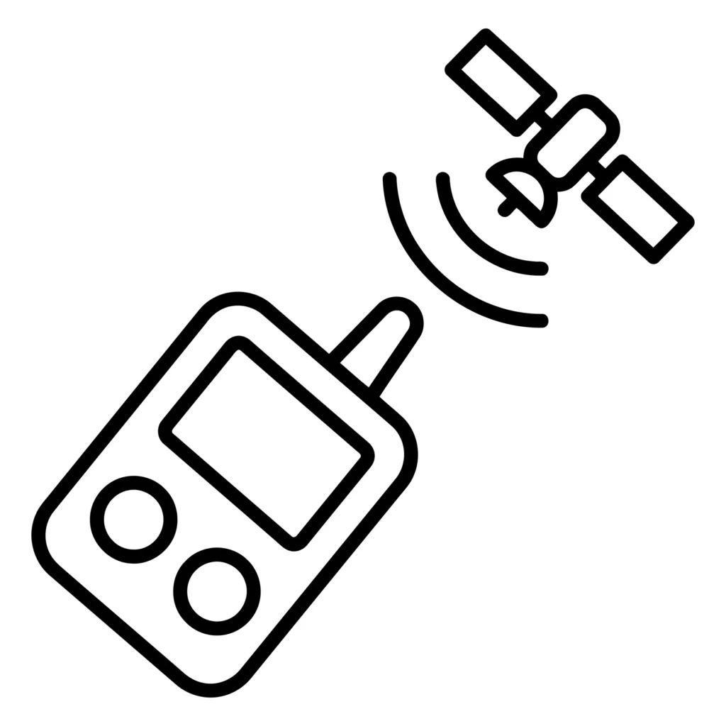 gps navigation device with satellite signal icon