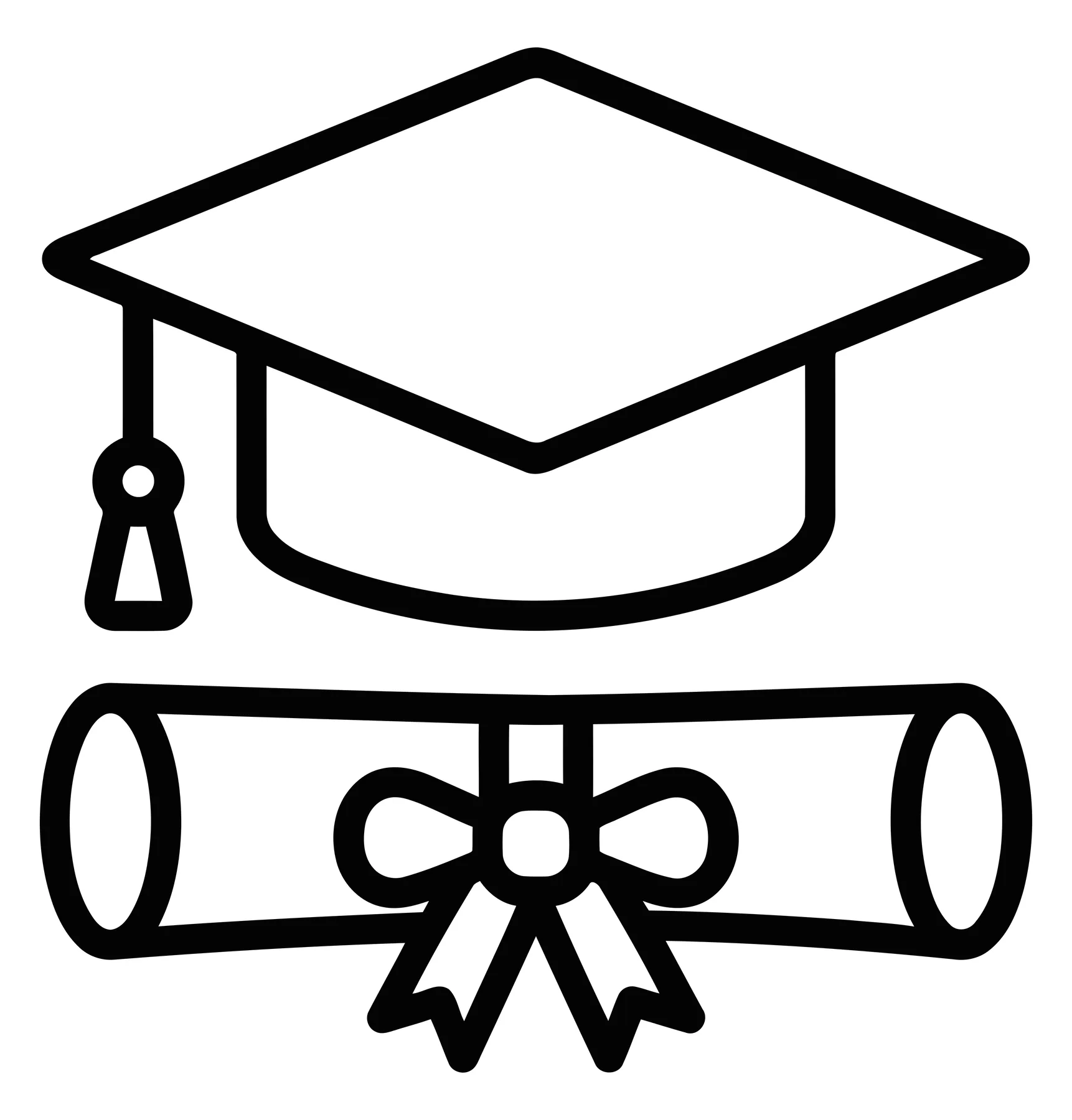 Graduation Cap and Diploma Icon in Minimalist Style
