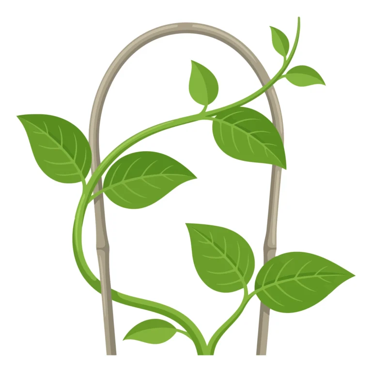 green climbing plant on arch trellis vector illustration isolated on white background