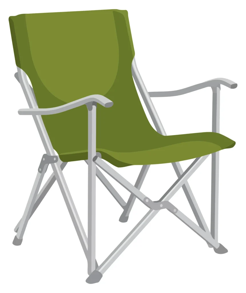 green folding camping chair