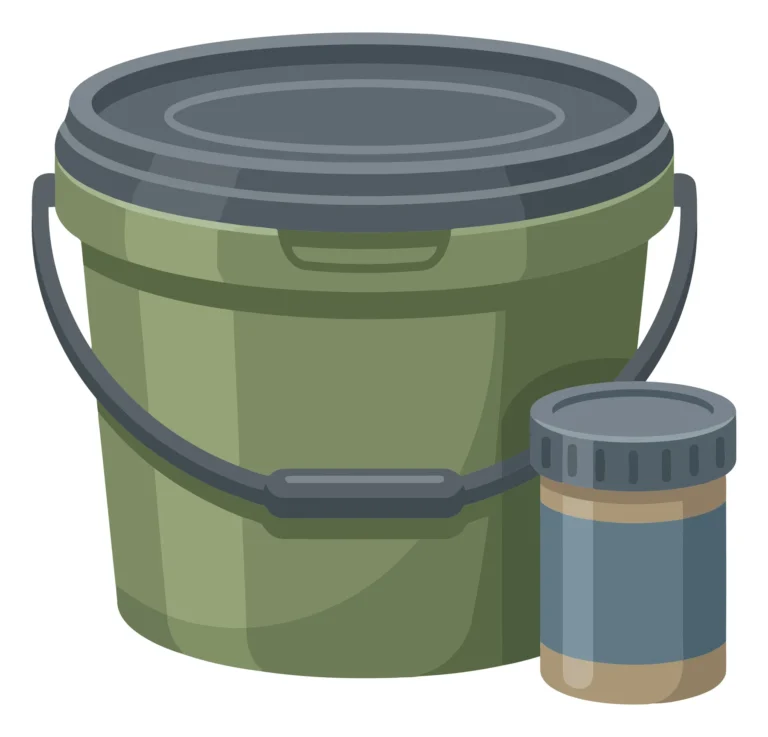 Green Plastic Bucket and Small Container with Lids
