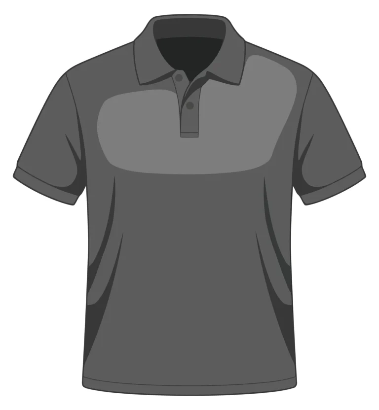 grey polo shirt with short sleeves