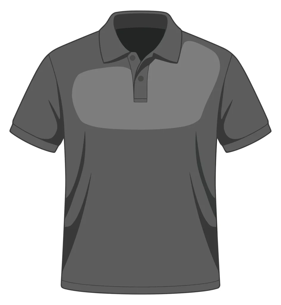 grey polo shirt with short sleeves