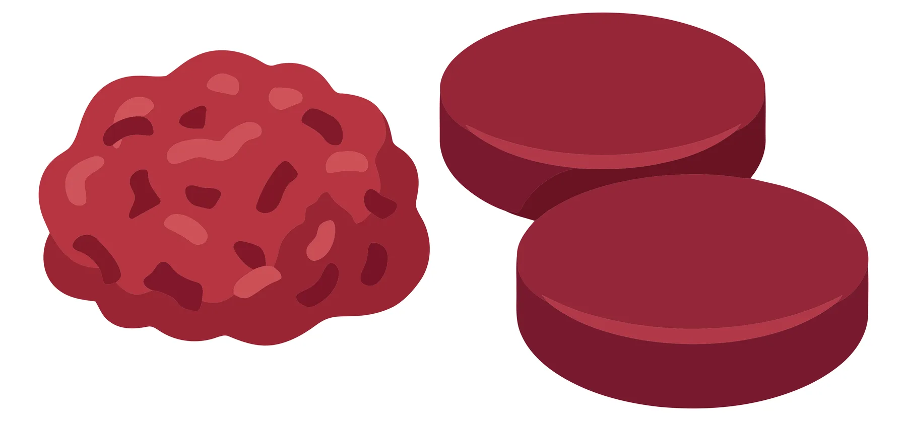 ground beef and burger patties vector illustration