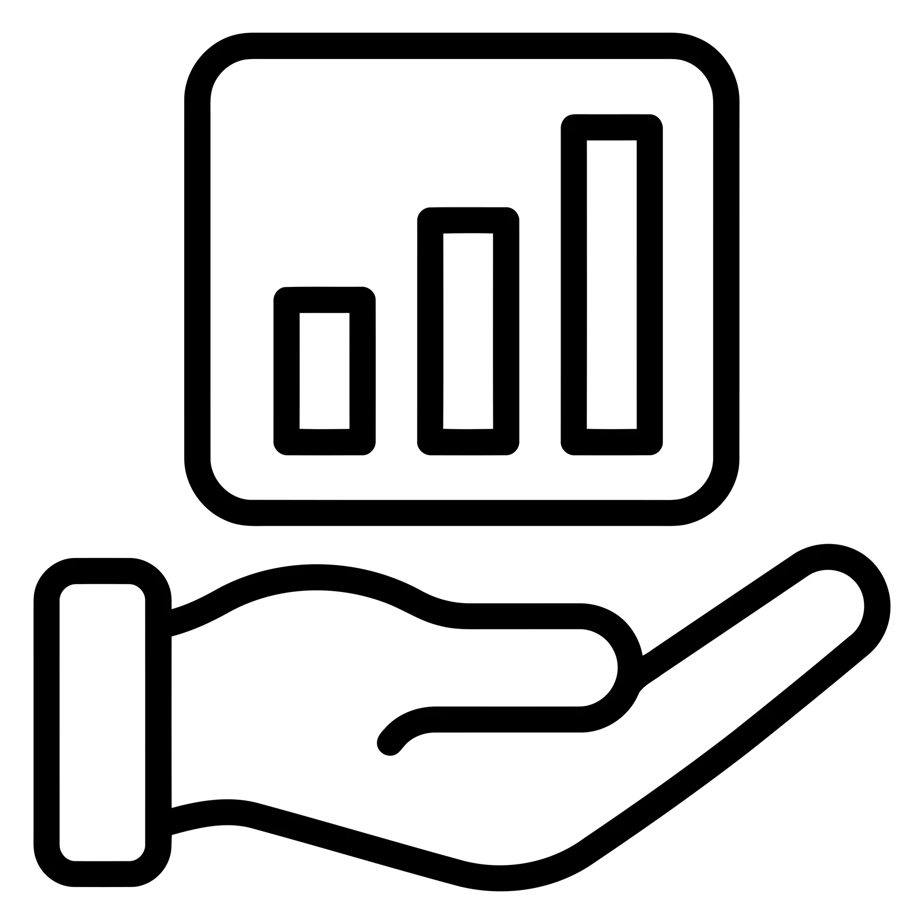 hand holding a bar chart icon representing business growth and financial success