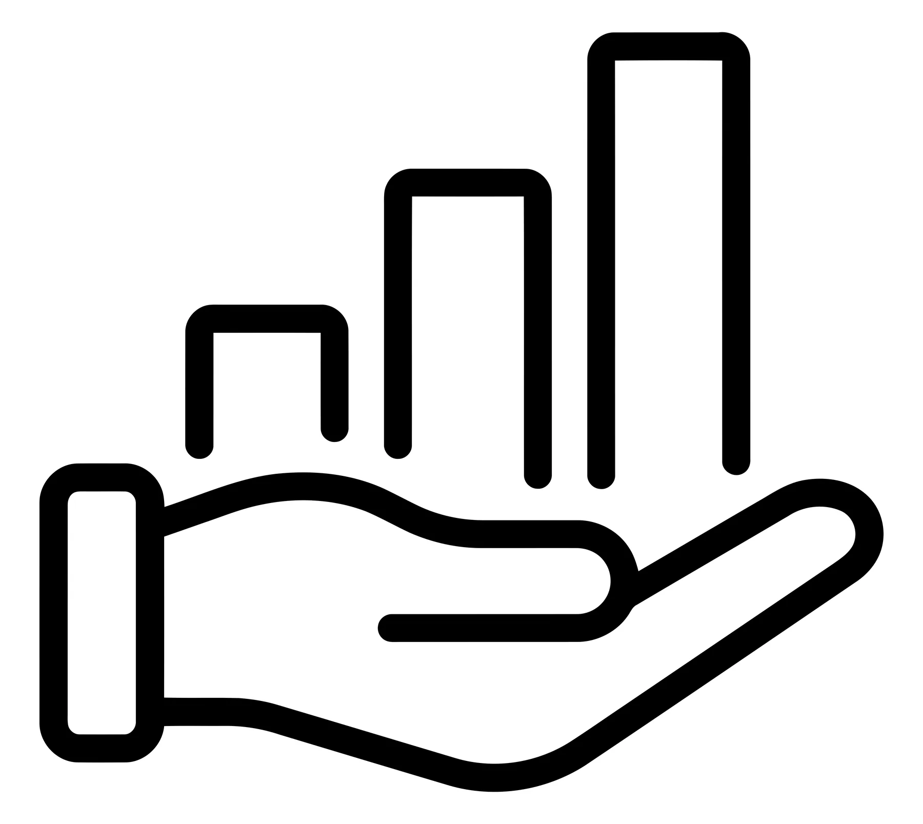Hand holding bar chart icon for business growth