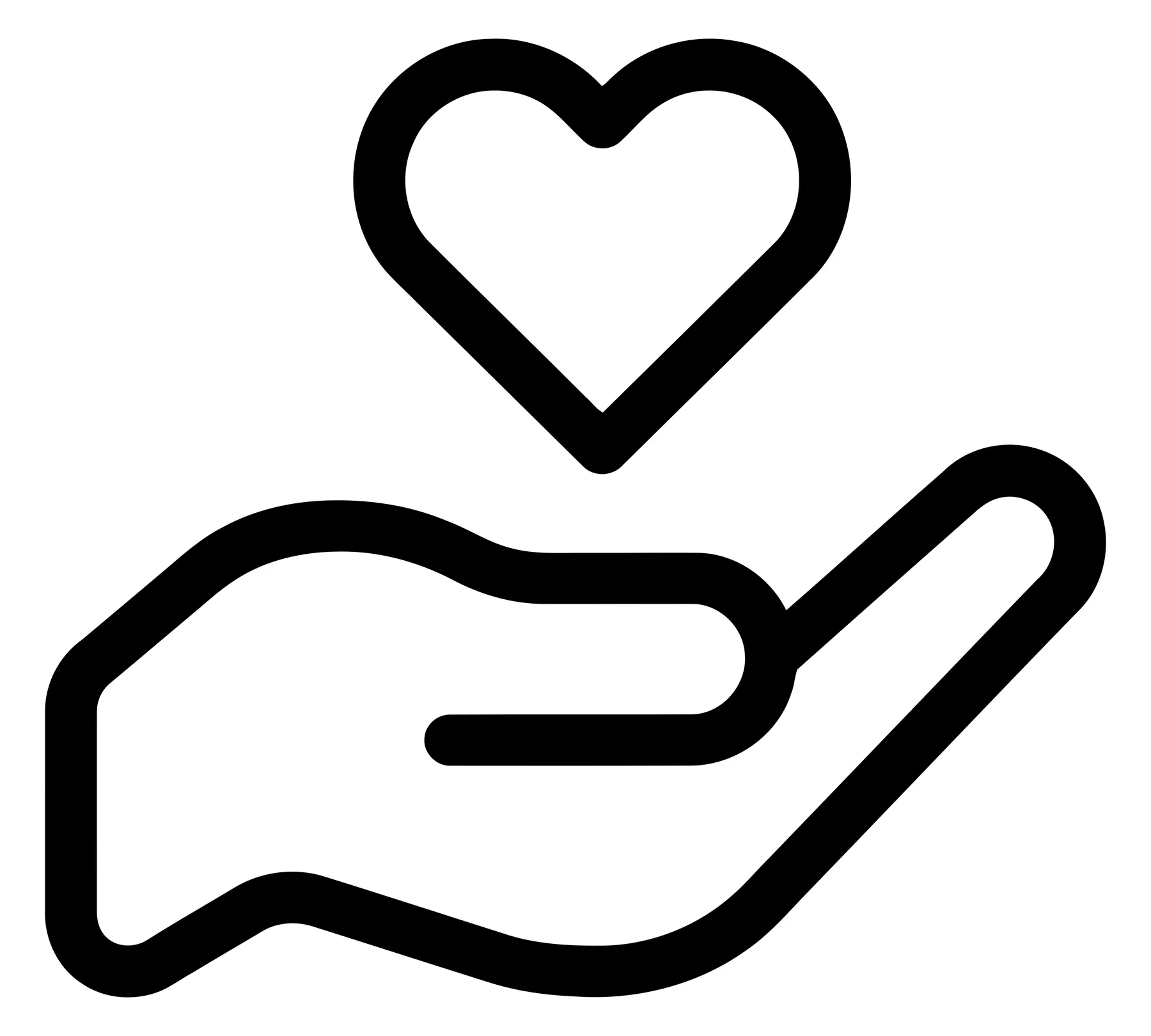 Hand Holding Heart Icon in Minimalist Style