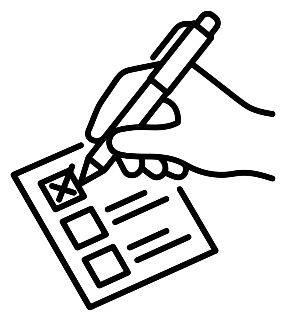 hand holding a pen marking a checklist icon